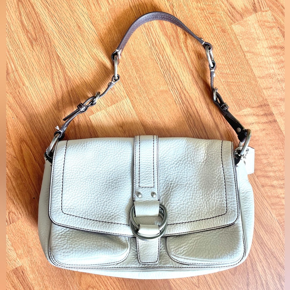 Coach Leather White Shoulder Bag Chelsea Ivory Pebbled Leather